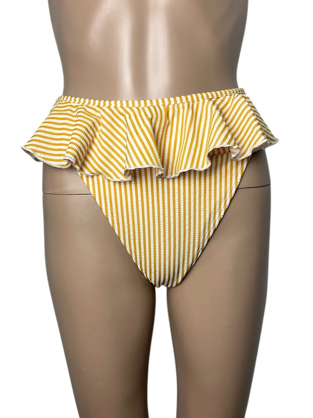 New Montce Canary Stripe Tamarindo Ruffle High-Leg French Cut Bikini Bottom